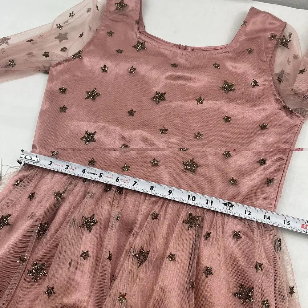 Joyfolie Mia Joy Layla Dress Girls 14 Rose Petal Pink Gold Sequin Stars NWT